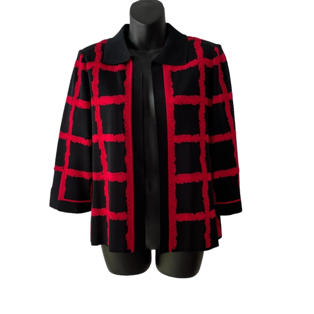 Ming Wang Black and Red Cropped Jacket Size M